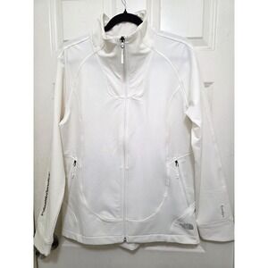 The North Face White Full-Zip Wind wall Softshell Jacket Women's L Polyester